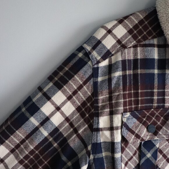 Wind River Men's Sz L HyperDri Sherpa Lined Collared Flannel Elbow Patch Jacket - Picture 3 of 16